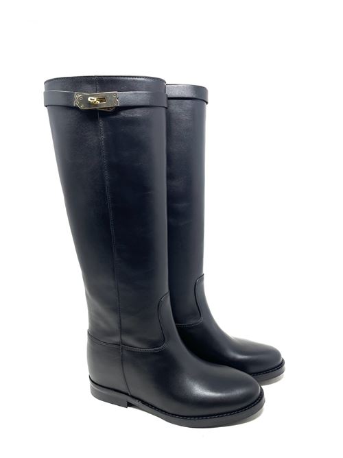 Damenstiefel mit innenliegendem Keilabsatz und Accessoire IL LACCIO | GS185338HVITELLONERO